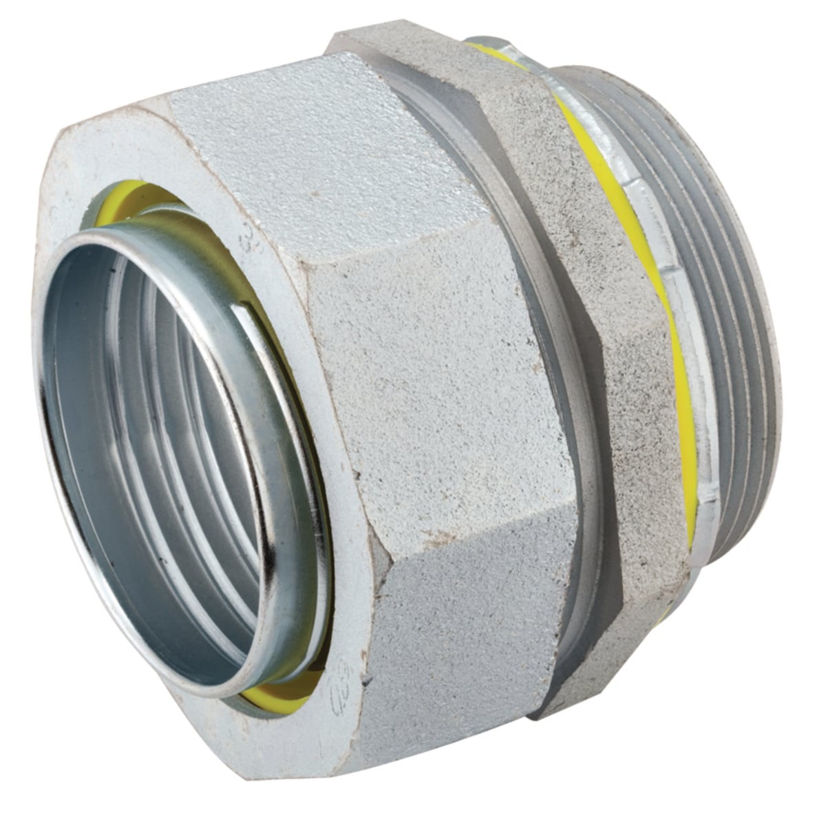 3412 Non-Insulated Straight Conduit Connector, 3 in Trade, Malleable Iron/Steel, Electro-Plated Zinc