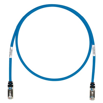 STP6X1BU-Q PanNet TX6A 10Gig Class EA Patch Cord, Cat 6A, 26 AWG S/FTP Copper/Stranded Conductor, RJ45 Modular Plug x Modular Plug Connector, 1 ft L Cord