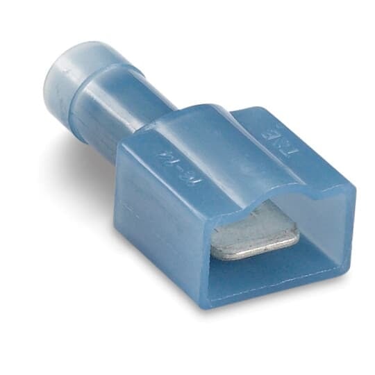 TNF14-250MD-XV Catamount Fully Insulated Male Disconnect, 16 to 14 AWG Conductor, 0.25 in W x 0.032 in THK Tab, Funnel Entry Barrel, Brass, Blue