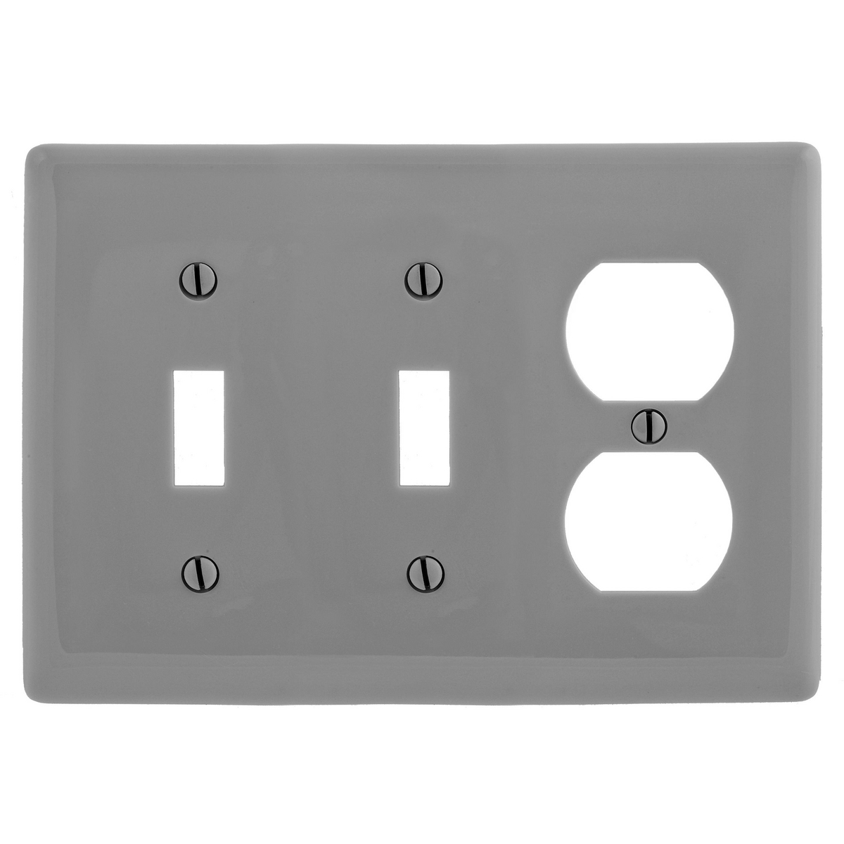 NP28GY Standard Combination Wall Plate, 3 Gangs, 6.5 in W x 4.62 in H, Nylon, Gray