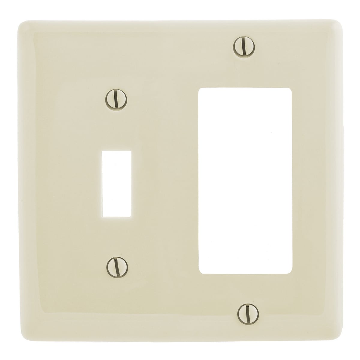 NP126LA Standard Combination Wall Plate, 2 Gangs, 4.68 in W x 4.63 in H, Nylon, Light Almond