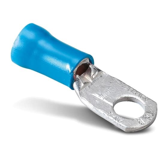 REV267 Sta-Kon RE Series Insulated Ring Terminal, 6 AWG Conductor, 1.65 in L, Brazed/Overlapped Seam Barrel, Copper, Blue