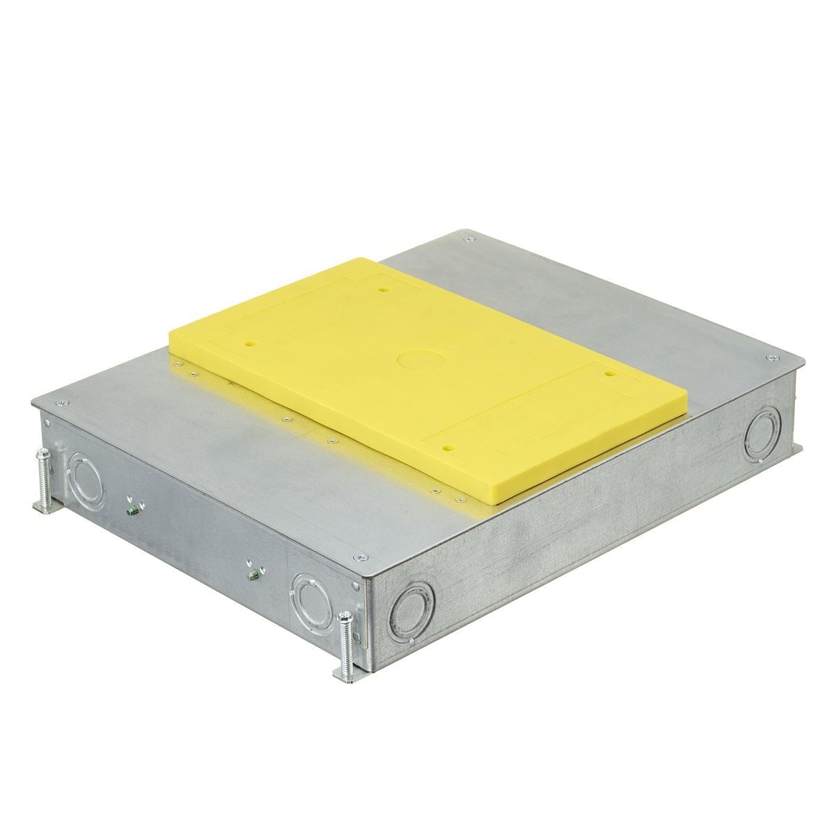 CFB4G25E SystemOne ETERNAL Recessed Floor Box, Stamped Steel, 41.5 cu-in Capacity, 4 Gangs, (12) Knockouts, 2.5 in H x 11.2 in W x 14.57 in L