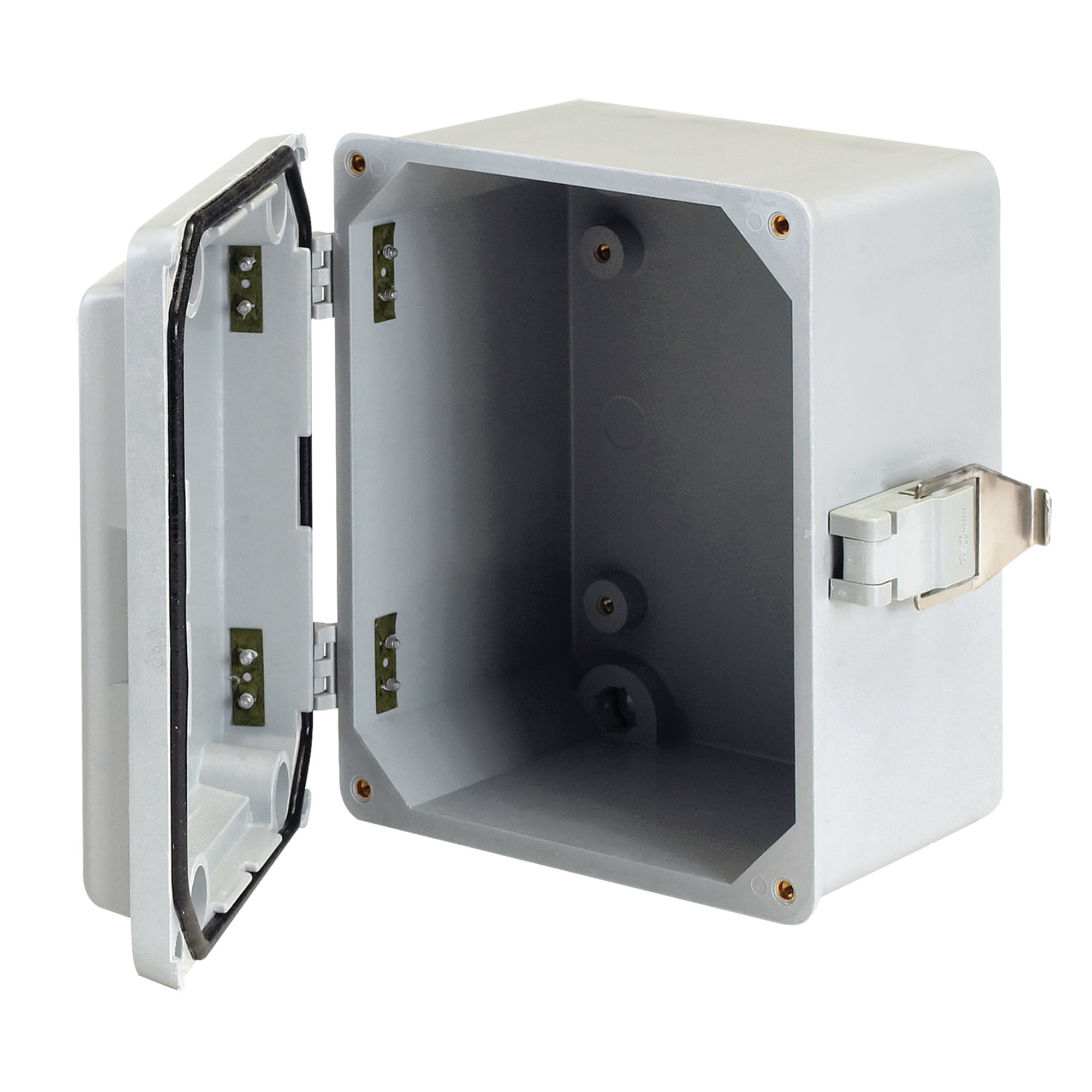 A645JFGQRR A50 Small Junction Box, 5-1/2 in H x 4 in W x 5.02 in D, Solid/Hinged Cover, NEMA 4X/IP66 NEMA Rating, Fiberglass
