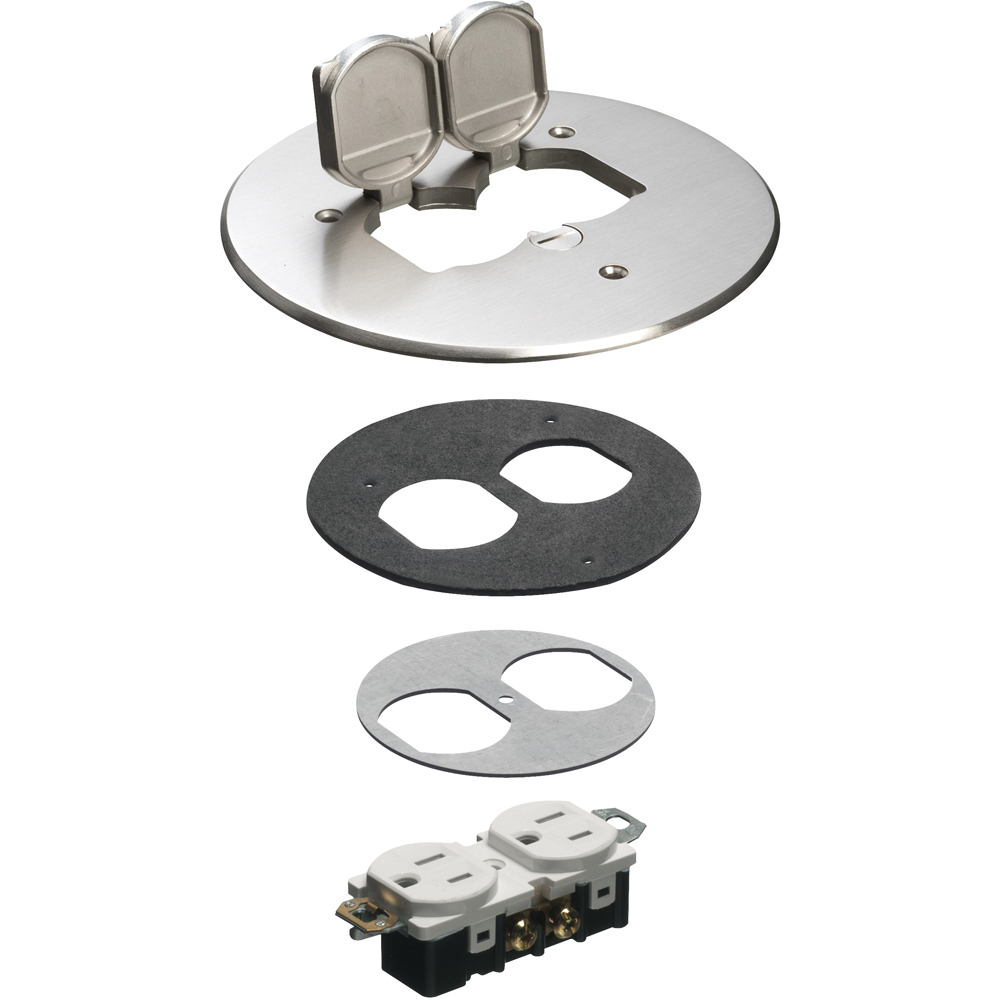 FLB6230NLLR Floor Box Cover Kit, 6 in Dia, Nickel/Plastic