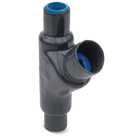PVC Coated Expanded Fill Sealing Fitting, Female End, Pipe Size 1-1/2 Inch/41 Metric, Dimensions A 6-1/4 Inch B 3 Inch, Turning Radius 2-5/16 Inch, Gray