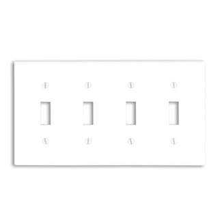 88012 Standard Size Wall Plate, 4 Gangs, 8.18 in W x 4.5 in H, Thermoset, White