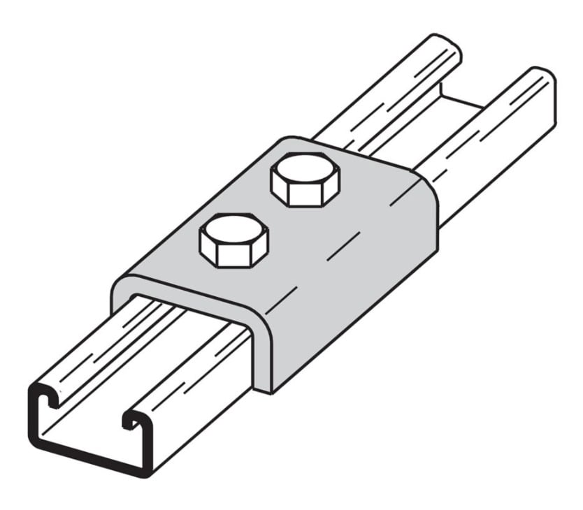B169ZN 2-Hole Splice Clevis, 3-1/2 in L x 1/4 in THK, For Use With B52 Channel, Steel