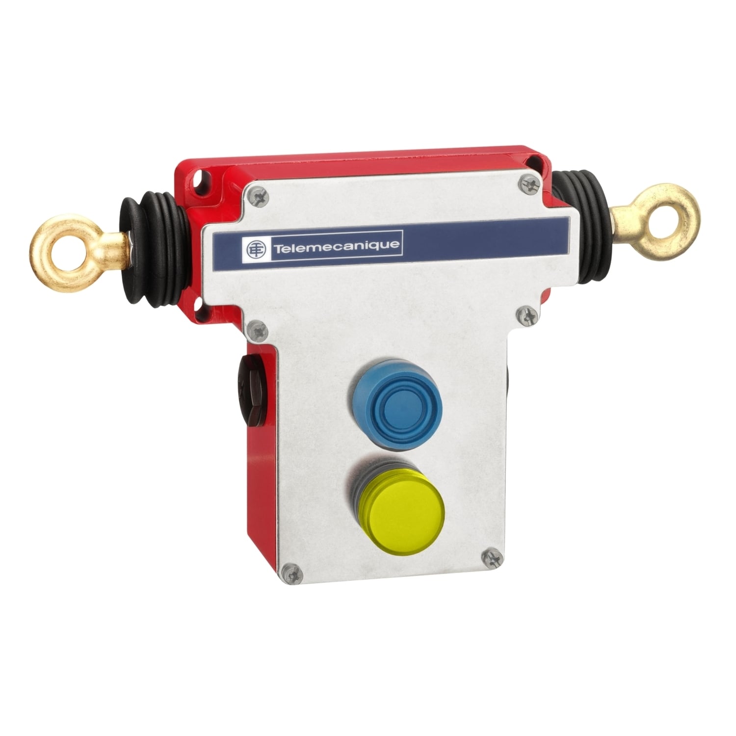XY2CEDA296 Preventa Dual Emergency Stop Rope Cable Pull Switch, 300 V AC, 10 A, 2NO-2NC Contact
