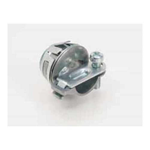 651SP Bridgeport Whipper-Snap Single Screw Strap Flexible Cord Connector, 3/8 in Trade, 2/3 Conductors, Die Cast Zinc, Ball Burnished/Mirror Smooth