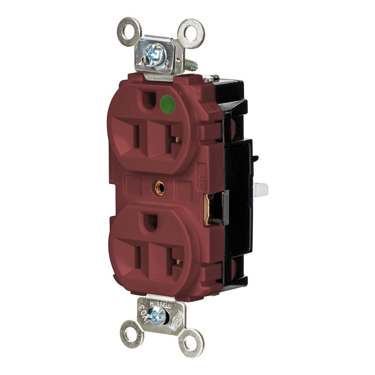 HBL8300STR EdgeConnect Straight Blade Receptacle, 125 V, 20 A, 2 Poles, 3 Wires, Red