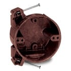 Round Ceiling/Fixture Nail-On Bracket Outlet Box, Volume 21.5 Inches, Diameter 4 Inches, Depth 2-7/16 Inches, Color Brown, Material Phenolic, Mounting Means Compound Angled Side Nails, with #36 Clamps