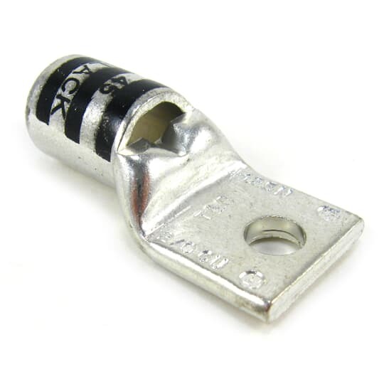 54158 Color-Keyed 54100 1-Hole Non-Insulated Compression Lug With Peep Hole, 2/0 AWG Copper Conductor, Die Code: 45, 5/16 in Stud, Copper