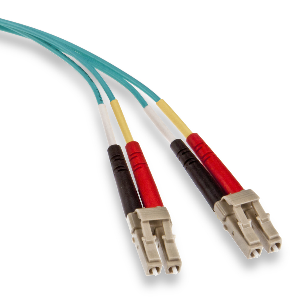 54DLC-M01 Economy OM4 OFNR Duplex Laser Optimized Multi-Mode Fiber Optic Patch Cord, 50 um Core, 1 m L, Beige