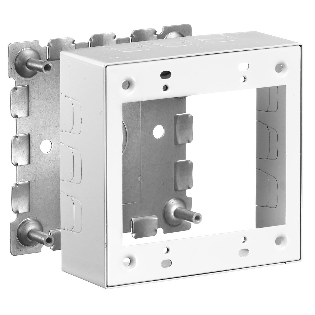 HBL57482WA 2-Gang Combination Standard Raceway Box With 1/2 in NPT Knockout, 4.8 in L x 4.6 in W x 1.8 in H, Rolled Steel, White