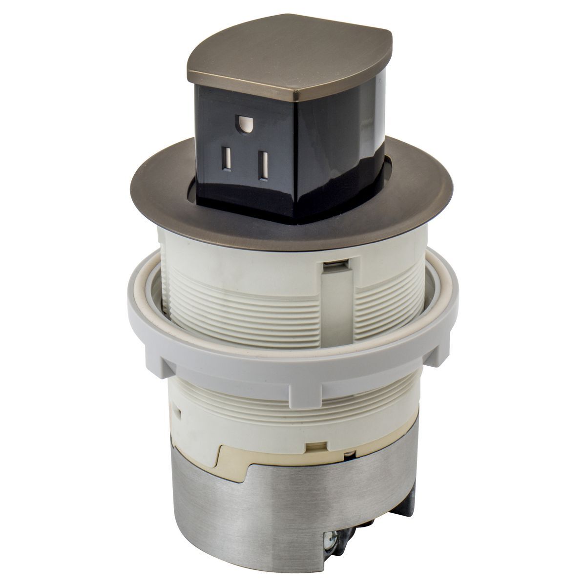 RCT200BZE Pop-Up Surface Standard Sized Tamper Resistant Countertop Receptacle, 1 Gangs, 4 in Dia Cover, Composite