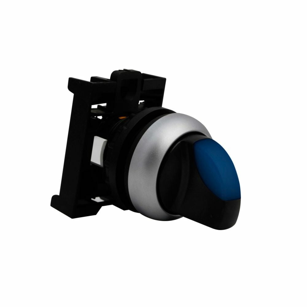 M22-WRLK3-B Modular Pushbutton Illuminated Selector Switch Operator, 22.5 mm, Knob Operator, 3 Positions, Blue