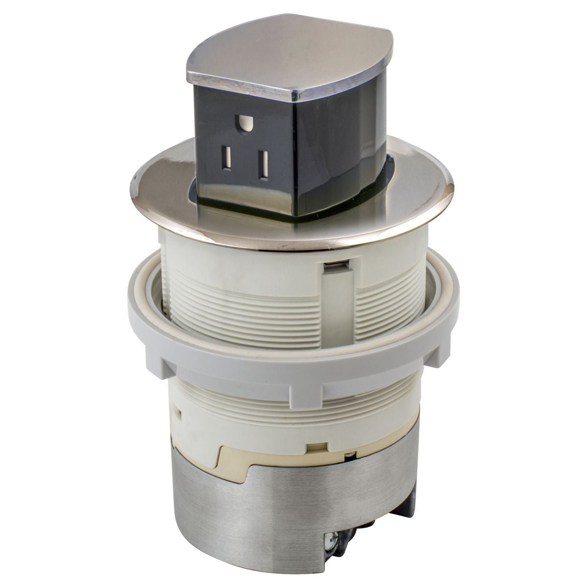 RCT200NI Pop-Up Surface Standard Sized Tamper Resistant Countertop Receptacle, 1 Gangs, 4 in Dia Cover, Composite