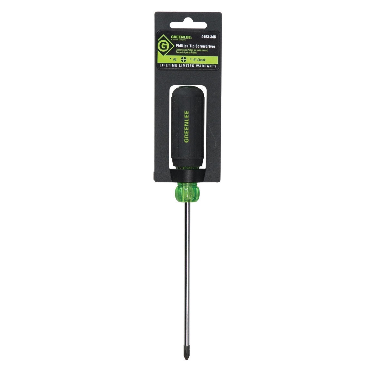 0153-34C Heavy Duty Screwdriver, #2 Phillips Point, Steel Shank, 10-5/16 in OAL, Acetate Handle, Black Phosphate Plated, ASME Specified