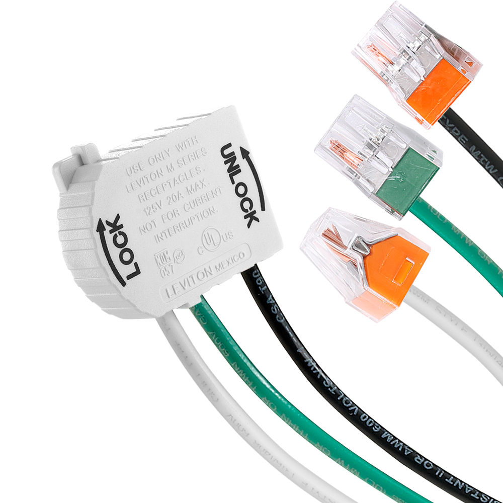 MSTWL-WST Lev-Lok Right Angle Wiring Module With 6 in 12 AWG THHN Stranded Wire Lead, 3 Wire, For Use With Lev-Lok Receptacle, Polycarbonate