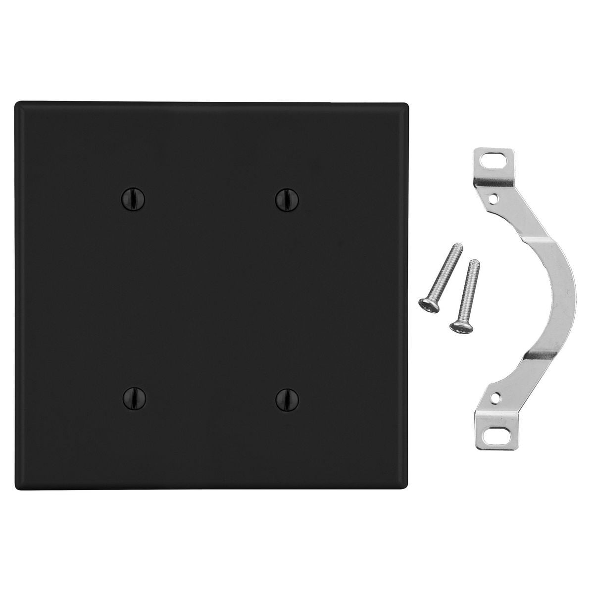 P24BK Non-Metallic Standard Blank Wall Plate, 2 Gangs, 4.69 in W x 4.63 in H, Polycarbonate Thermoplastic, Black
