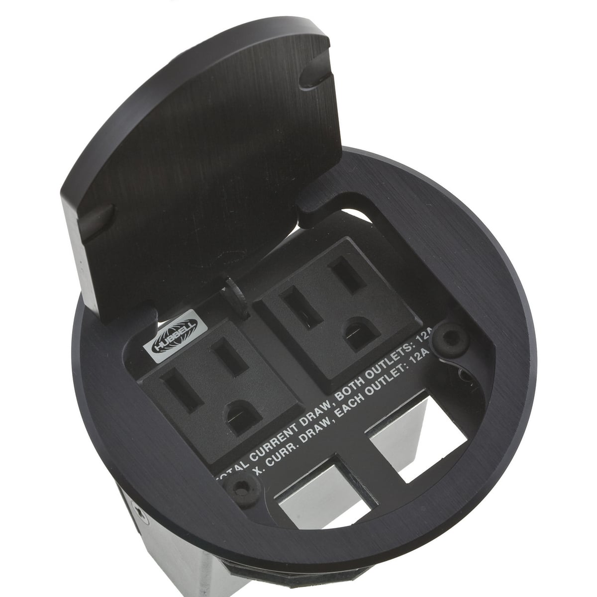 TTBDS2BK Table Top Box With 9 ft Power Cord, Stamped Steel, 1 Gangs, 4 Outlets