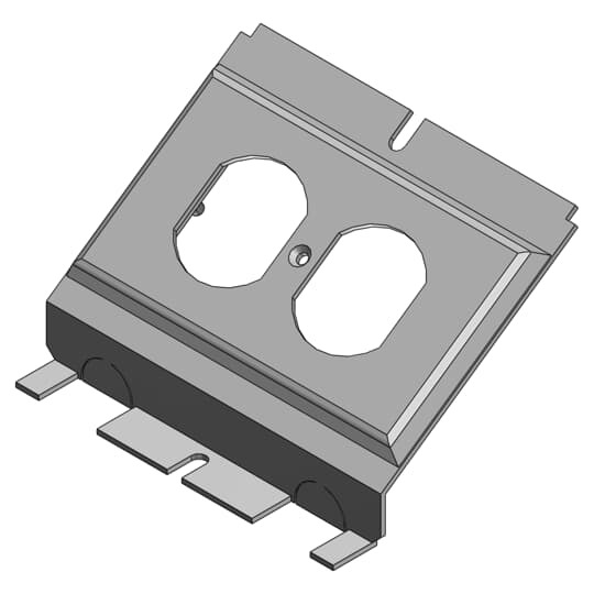664-RP Steel City Recessed Service Device Plate, For Use With 664 SC/664 CI Floor Box, 3/4 in, 1 in Conduit Hub, 90 cu-in Capacity, Steel
