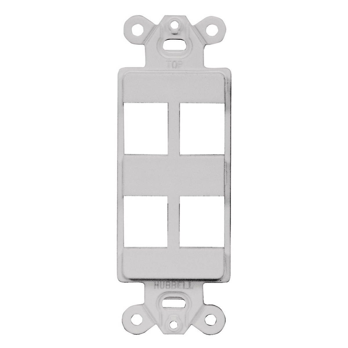 ISF4OW Unloaded Decorator Outlet Frame, 1 Gang, 4 Ports, ABS, Office White, For Use With Data, Fiber, Audio/Video Connector