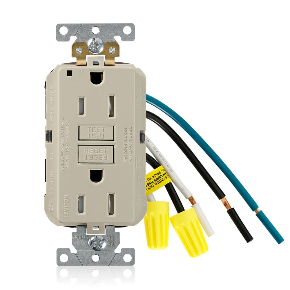 GFTR1-5LI SmartlockPro Slim Duplex Self-Test Tamper Resistant GFCI Receptacle With Test, Reset Button, 125 V AC, 15 A, 2 Poles, 3 Wires, Ivory