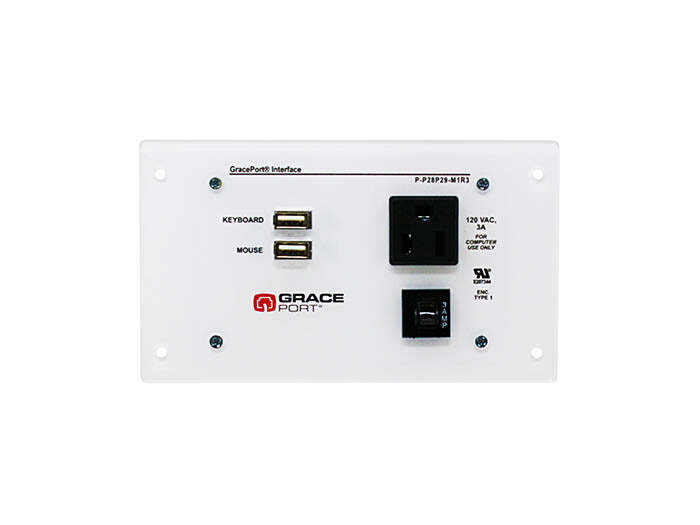 Panel Interface Connector with USB Keyboard, USB Mouse, Panel Mount Insert (6.50 in x 3.78 in), UL Type 1, Simplex Outlet , 3 Amp Circuit Breaker
