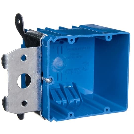 B234ADJ Carlon New Work Outlet Box, PVC, 34 cu-in Capacity, 2 Gangs, 4 in L x 3-5/8 in W x 3 in D