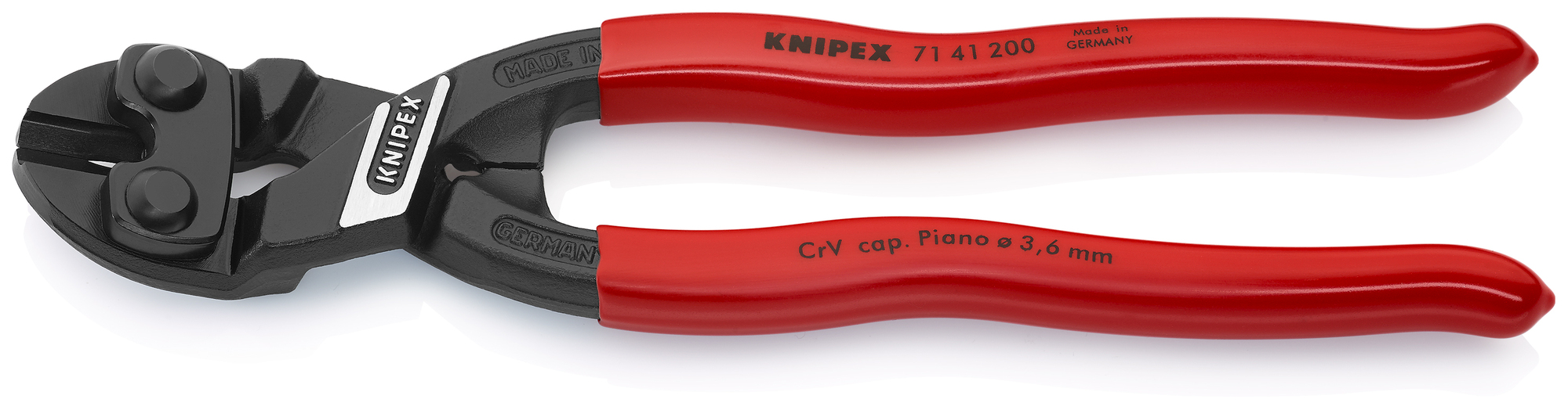 CoBolt High Leverage 20° Angled Compact Bolt Cutters-Notched Blade, 8 in., Plastic Coating, Bulk
