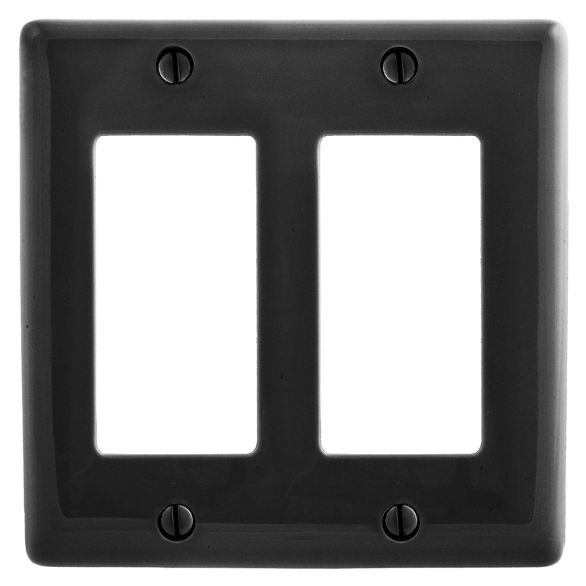 NP262BK Standard Decorative Wall Plate, 2 Gangs, 4.68 in W x 4.63 in H, Nylon, Black