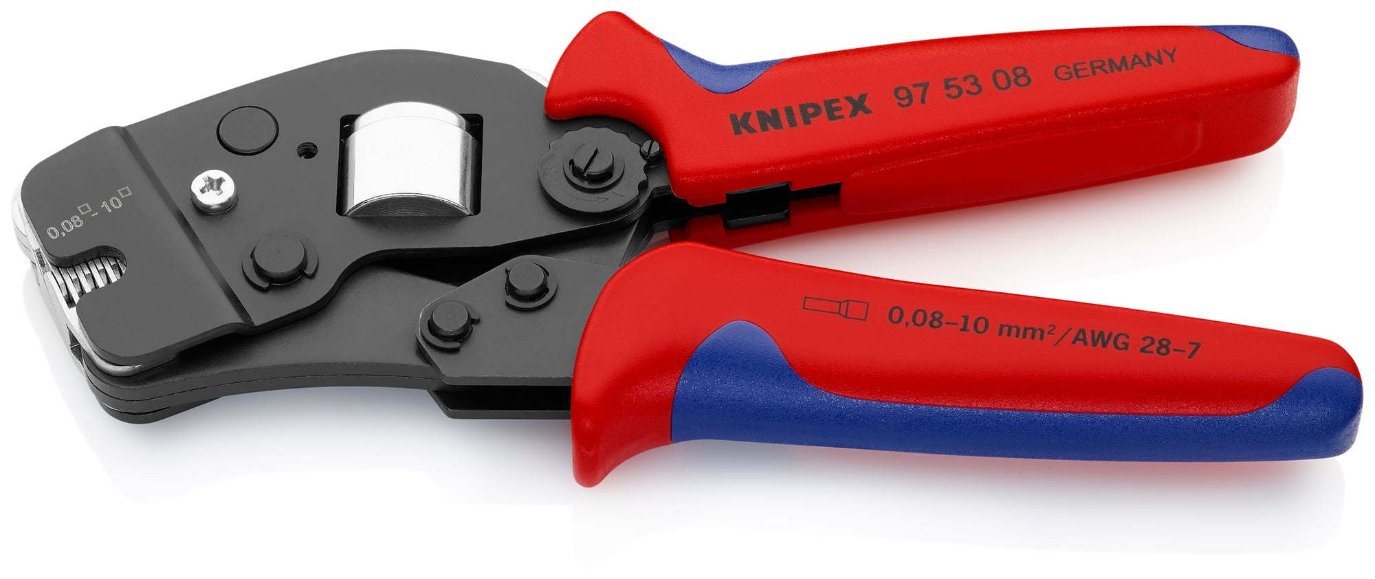 Self-Adjusting Crimping Pliers For Wire Ferrules, 7 1/2 in., Multi-Component, Automatic Square Crimp, 1 Crimp Position
