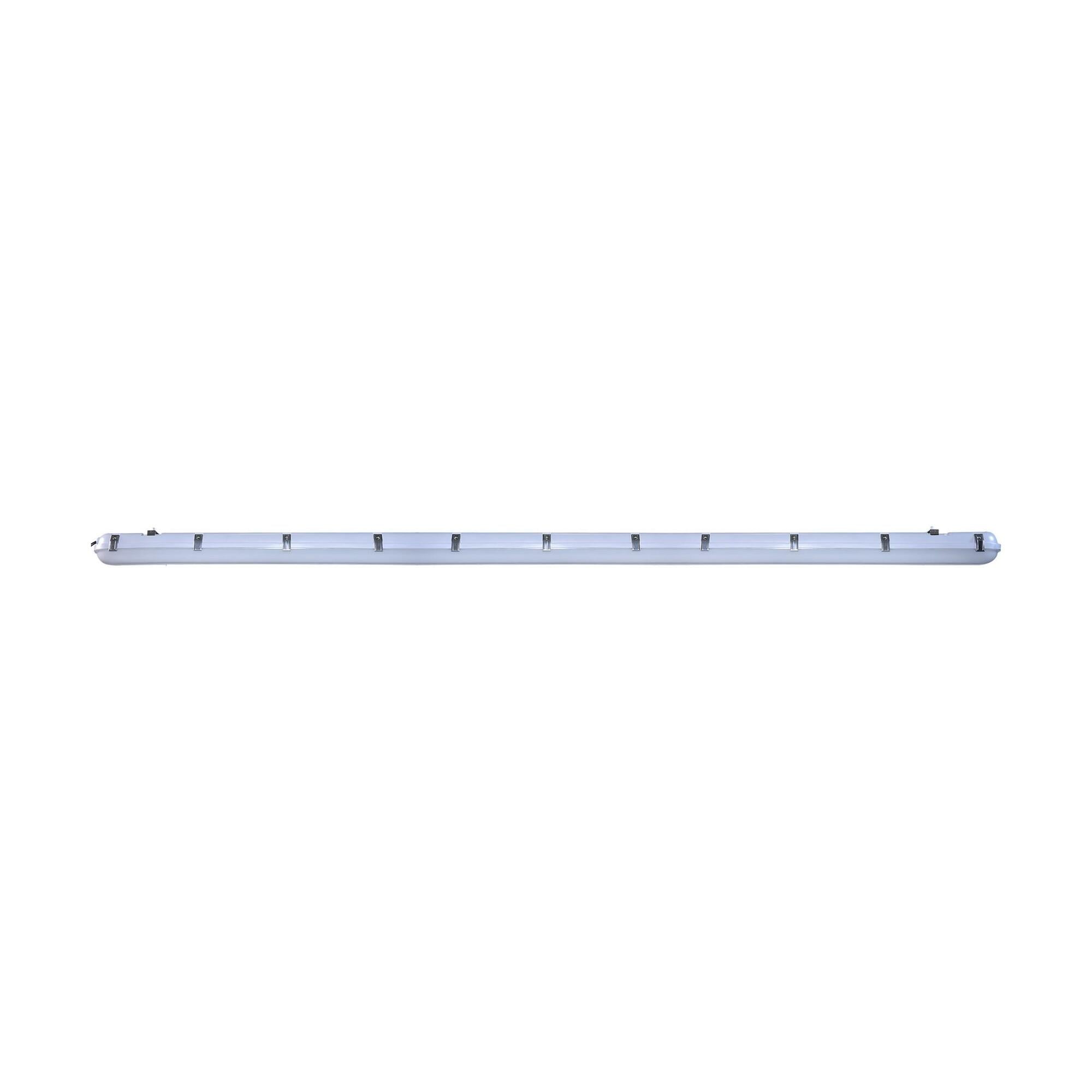 8 Foot - Vapor Tight Linear Fixture with Integrated Microwave Sensor - CCT & Wattage Selectable - IP65 and IK08 Rated