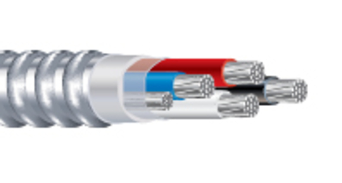55720799 Alumaflex MC Aluminum Feeder Cable, THHN/THWN, 2/0 AWG, 3 Conductors, Stranded