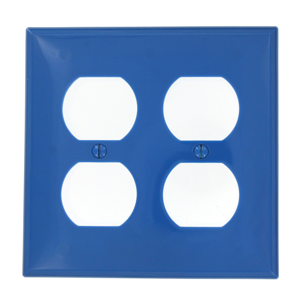 80716-BU Standard Size Traditional Wall Plate, 2 Gangs, 4.562 in W x 4.5 in H, Thermoplastic, Blue