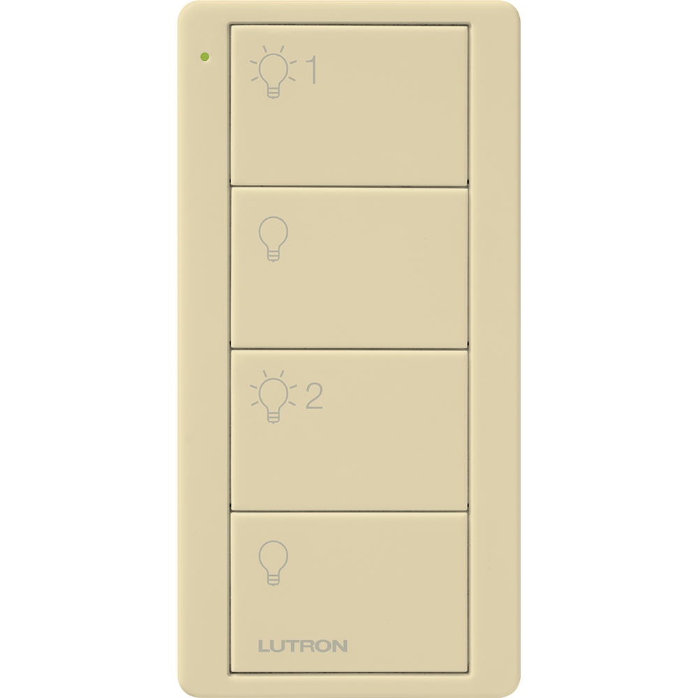 PJ2-4B-IV-L21P 4-Button 2 Group Control Pico Smart Remote with Light Icons, Ivory