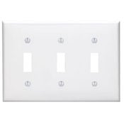 80711-T Standard Size Traditional Wall Plate, 3 Gangs, 6.37 in W x 4.5 in H, Thermoplastic, Light Almond