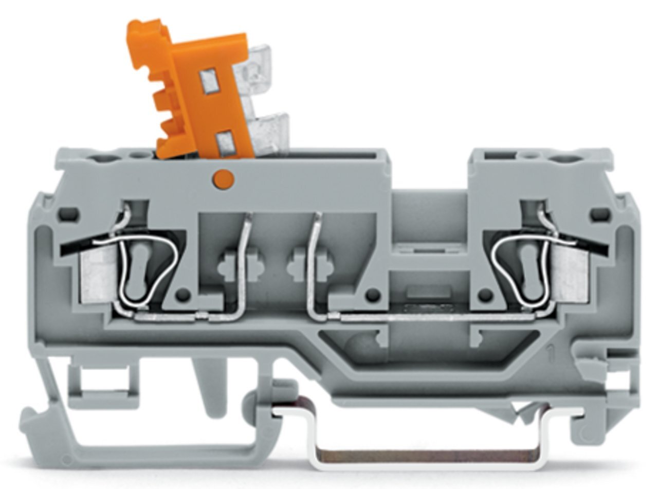 280-870 Disconnect Test Terminal Block With Pivoting Knife Disconnect, 400 V AC, 16 A, 28 to 12 AWG Wire, DIN Rail Mount