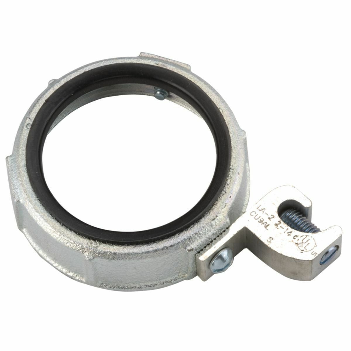1290 Grounding Conduit Bushing With Lay-In Lug, 14 to 1/0 AWG AC Cable, 2-1/2 in Trade, Malleable Iron, Electro-Plated Zinc