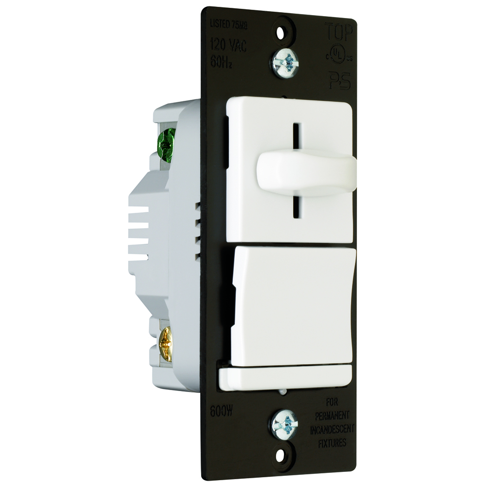 LS603PW LS TradeMaster 3-Way Decorator Dimmer Switch, 120 VAC, 1 Poles, On/Off Operation, White