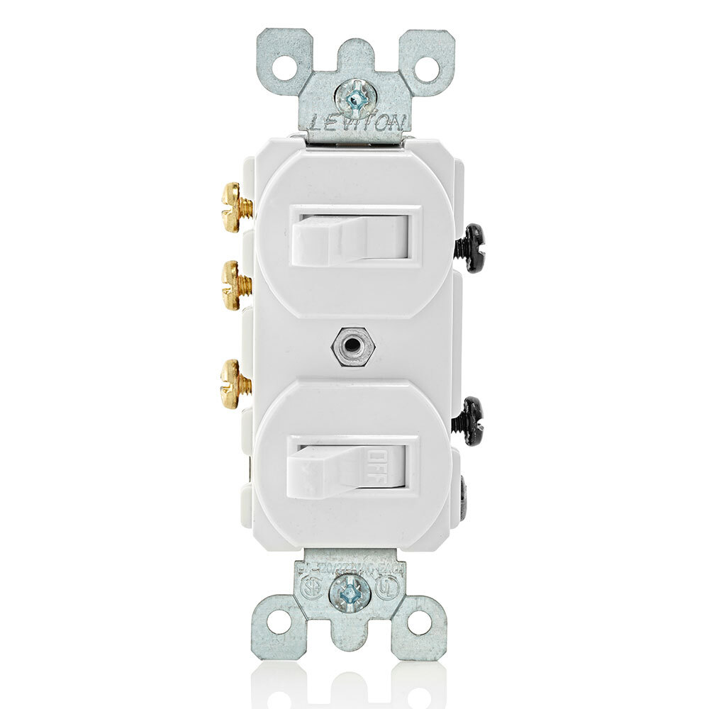 5241-WS Traditional 3-Way Duplex Specification Grade Combination Switch, 15 A, 125 V AC, 1800 W, 1 Poles