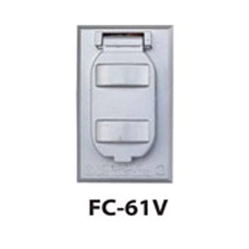 FC-61AV Duplex Receptacle Switch Cover, 4-9/16 in L x 2-13/16 in W, Self-Closing Lid Cover, Die-Cast Metal
