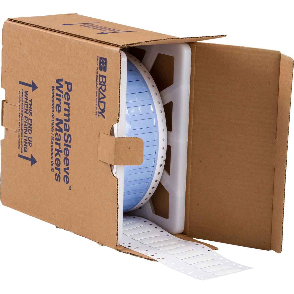 PS-250-150-WT-2 PermaSleeve 1-Sided Heat Shrink Wire Marker Sleeve, 16 to 8 AWG Wire, 3/4 in L x 3/4 in W, B-342 Polyolefin