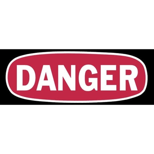 WJA-1100 E-Z Code Self-Sticking Safety Label, DANGER Legend, Red/White, Polyester