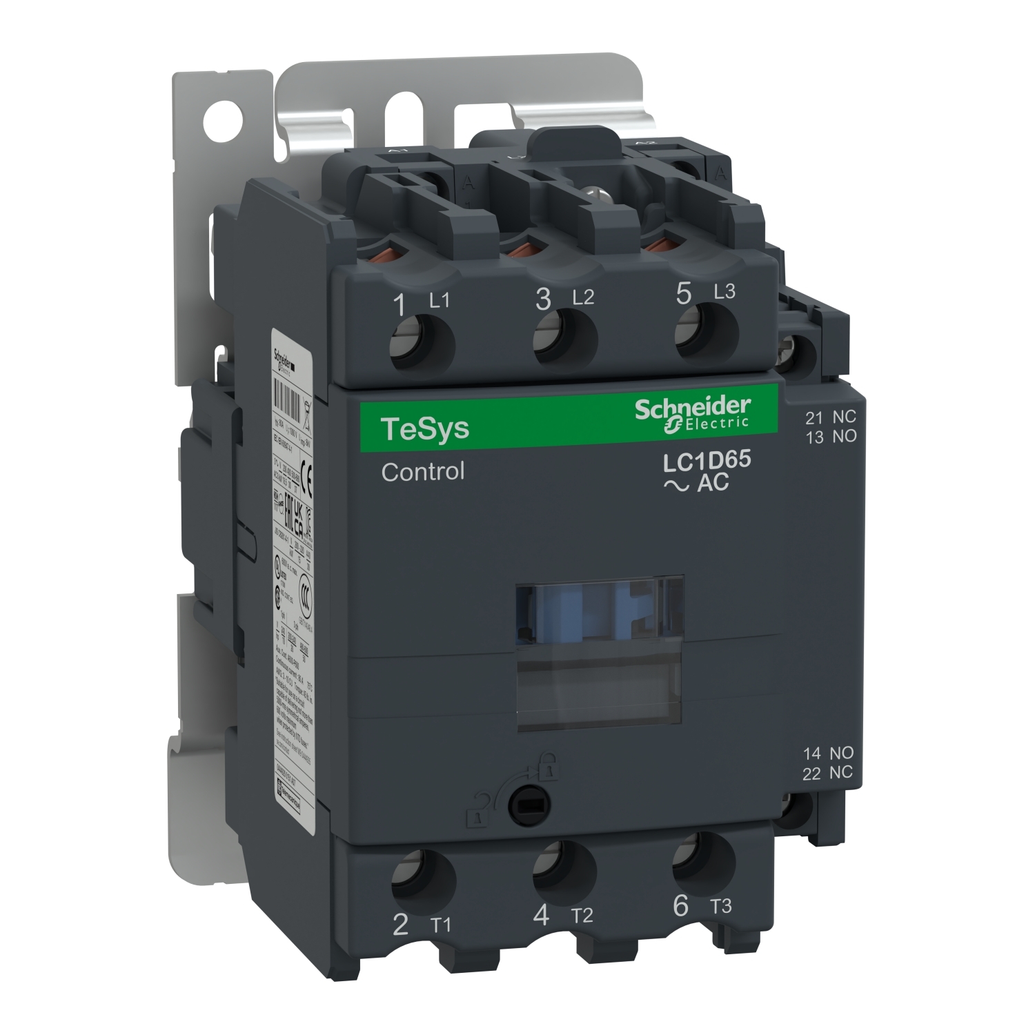 LC1D65G7 LC1D D-Line 3-Pole Iec Contactor, 120/690 VAC V Coil, 65/80 A, 3NO Contact, 3 Poles