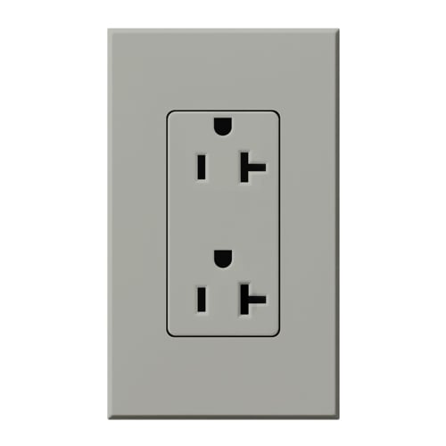 NTR-20-TR-GR Architectural Tamper-Resistant Duplex Receptacle with Wall Plate, 20 Amp, Matte, Gray