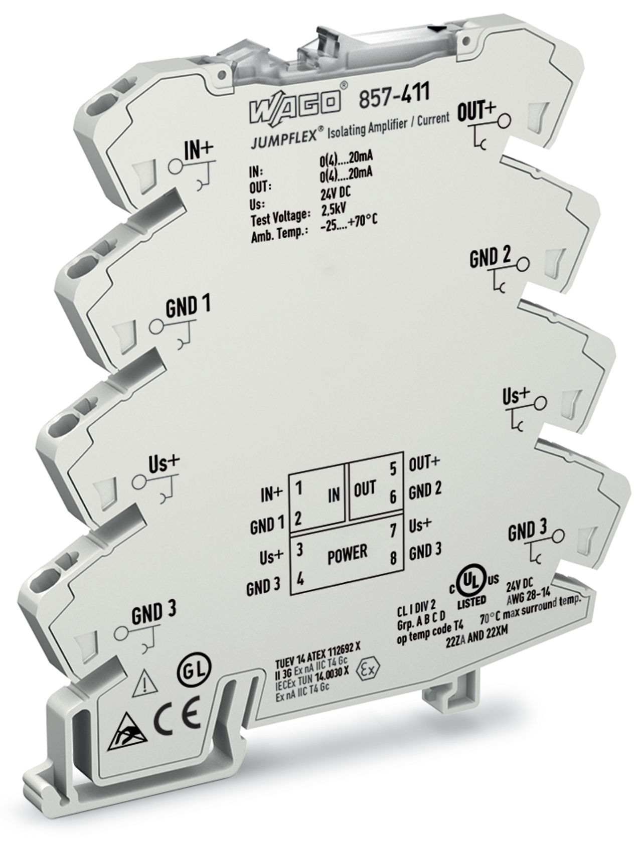 857-411 857 Signal Conditioner Isolation Amplifier, 24 V DC Input, 2.5 kV Power Rating