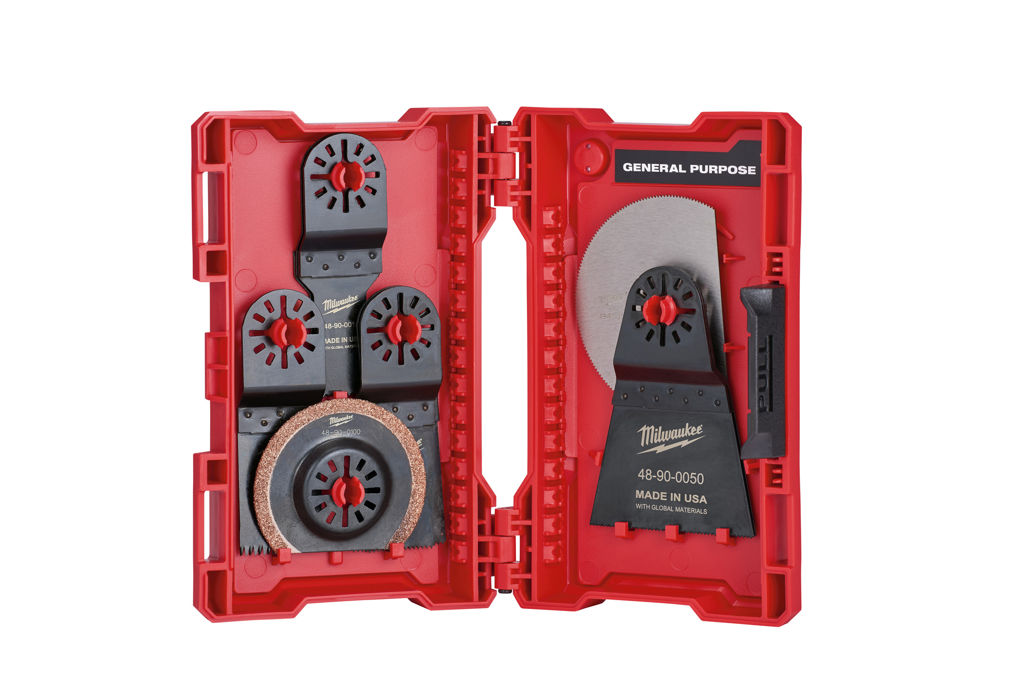 48-90-1009 Multi-Tool Blade Kit With Universal Shank, For Use With Milwaukee, Bosch (Non-Starlock), SKIL, Makita, Craftsman, Fein (Non-Starlock), Ridgid, AEG, Ozito and Ryobi Professional Grade Oscillating Multi-Tool